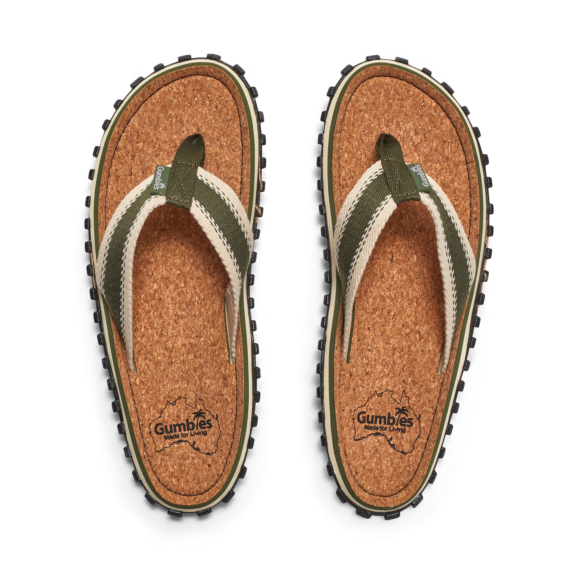 Tongs semelle liège homme & femme – confort naturel & maintien optimal | Khaki