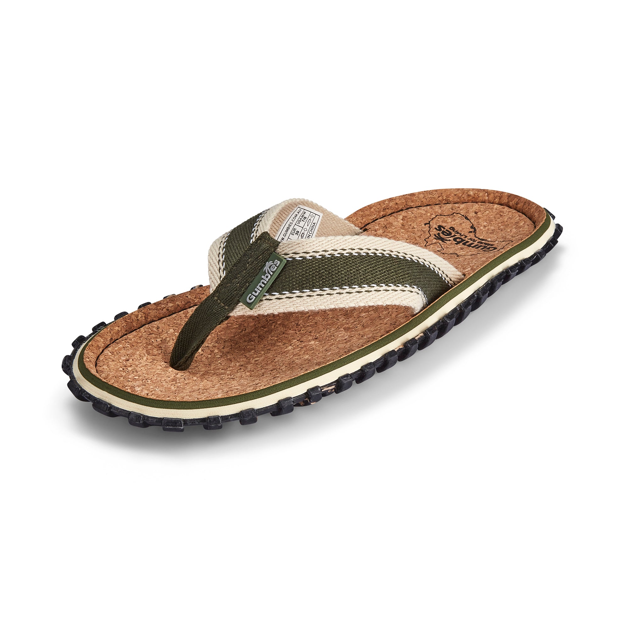 Tongs semelle liège homme & femme – confort naturel & maintien optimal | Khaki