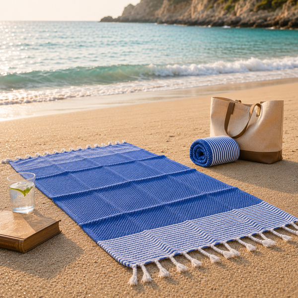 Fouta plage bleu roi – légère, absorbante & idéale pour l’été
