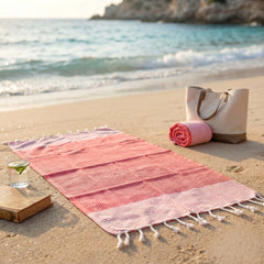 Fouta plage corail – légère, absorbante & idéale pour l’été