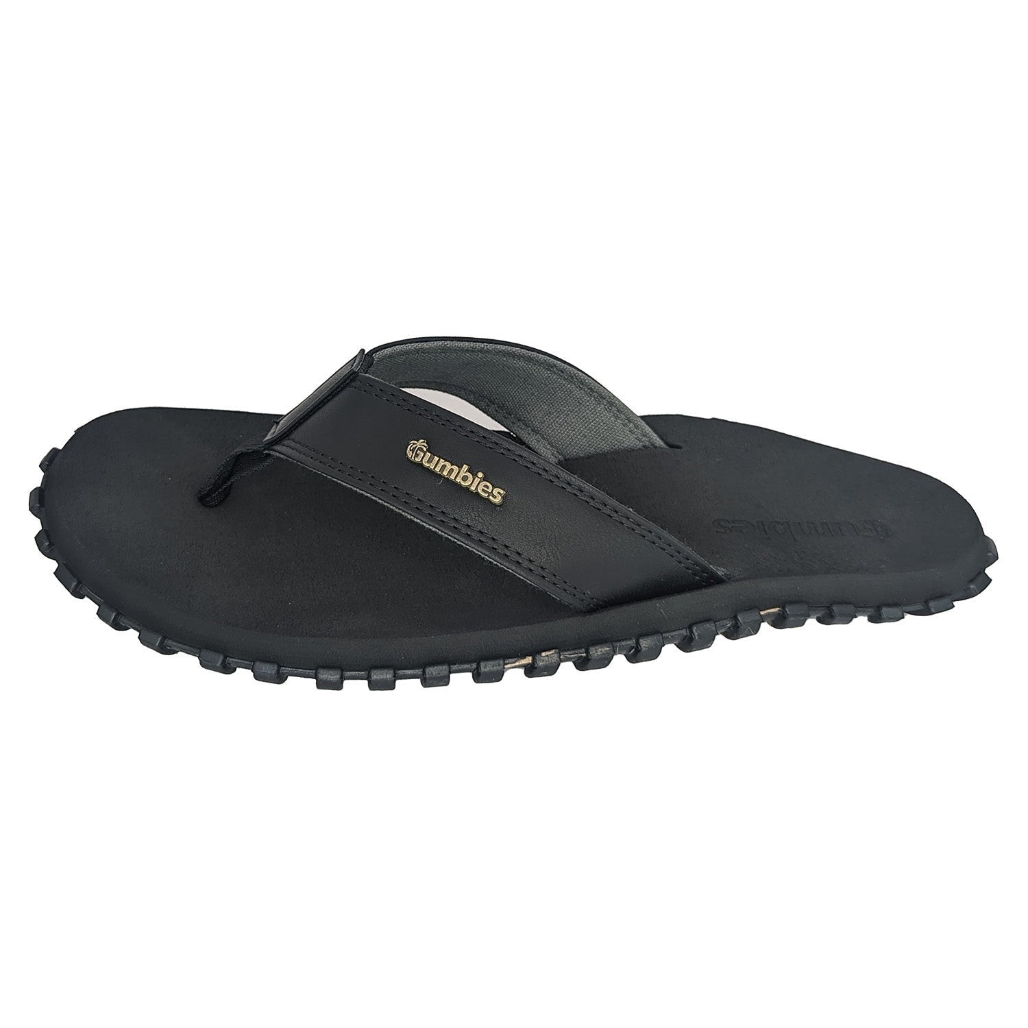 GUMBIES FRANCE black eco-friendly men's flip-flops with soft cotton straps and durable recycled rubber sole.
