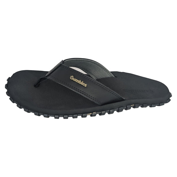 GUMBIES FRANCE black eco-friendly men's flip-flops with soft cotton straps and durable recycled rubber sole.