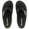 GUMBIES FRANCE black ecological flip-flops for men, made with natural cotton straps and recycled rubber soles.
