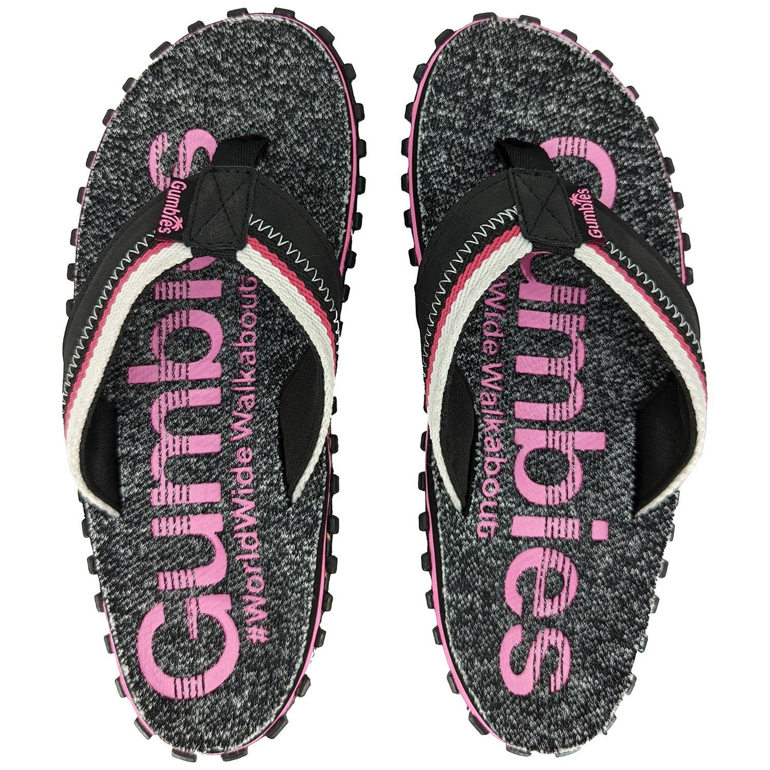 Gumbies France black and pink knit flip-flops with 