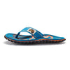 GUMBIES FRANCE blue palm print flip-flops with recycled rubber sole and natural cotton straps.