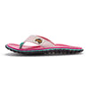 GUMBIES FRANCE Islander blush pink flip-flops with hibiscus print, natural cotton straps, and recycled rubber sole.
