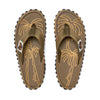 GUMBIES FRANCE Islander palm leaf khaki flip-flops with natural cotton straps and recycled rubber soles.