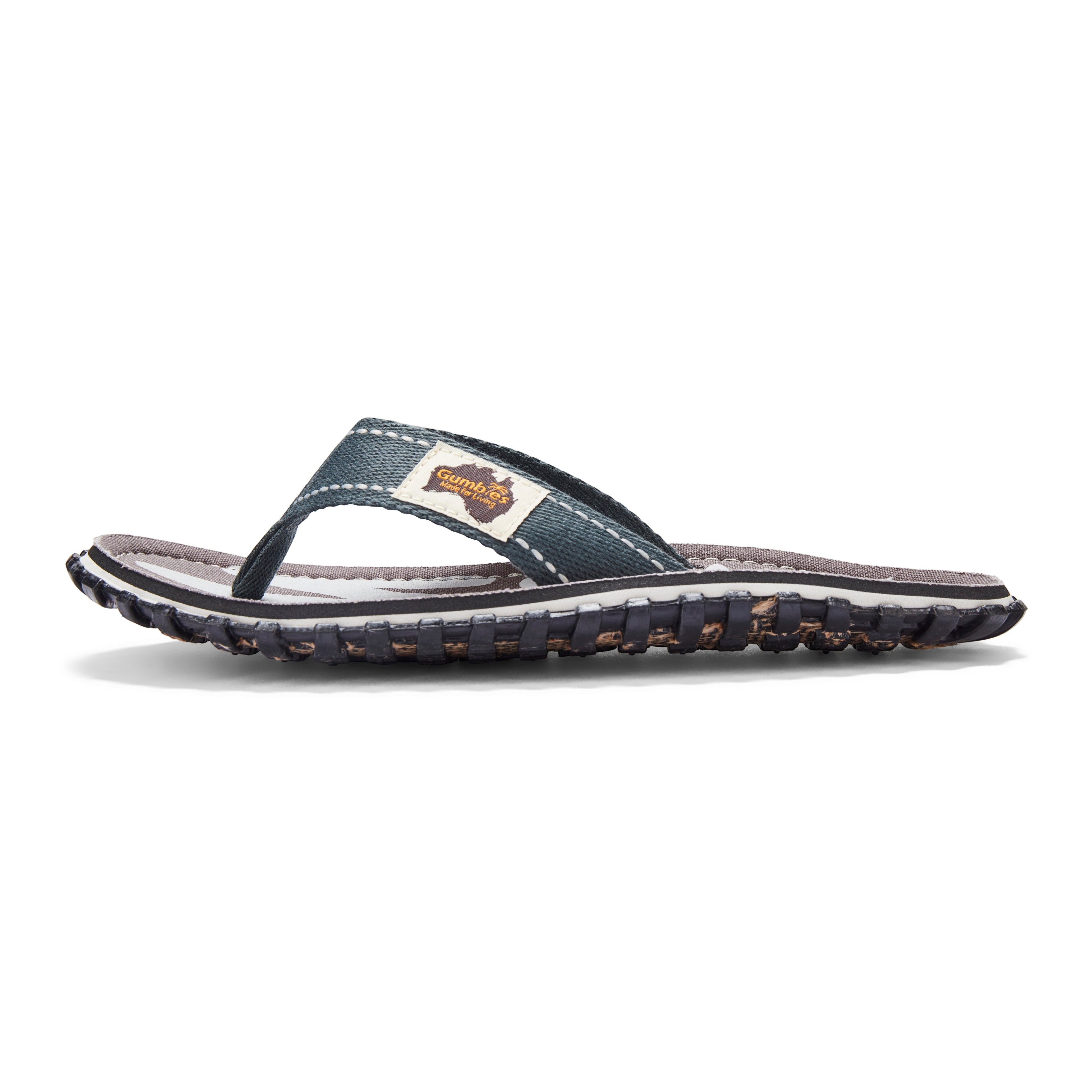 GUMBIES FRANCE Islander urban grey flip-flops with recycled rubber sole and natural cotton strap.