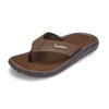 Gumbies FRANCE Noosa brown faux leather flip-flops with cushioned footbed and rubber sole.