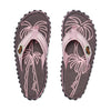 GUMBIES FRANCE Islander palm leaf pink flip-flops with recycled rubber sole and natural cotton straps.
