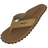 GUMBIES FRANCE tan ecological flip-flops for men, made with recycled rubber and jute, featuring a Bloom foam sole and cotton straps.