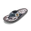 GUMBIES FRANCE Islander Urban Grey flip-flops with a dark grey canvas strap and a patterned sole made from recycled rubber and jute.